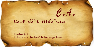 Czifrák Alícia névjegykártya